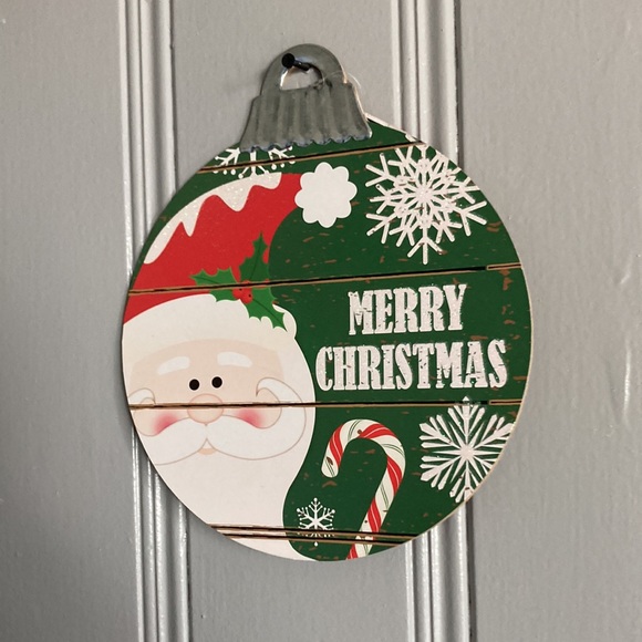 NWT Slatted Wood Ornament Holiday Merry Christmas Santa Decoration Sign - Picture 3 of 8